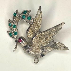 Raphealian jewelry silver Christmas dove brooch vintage
